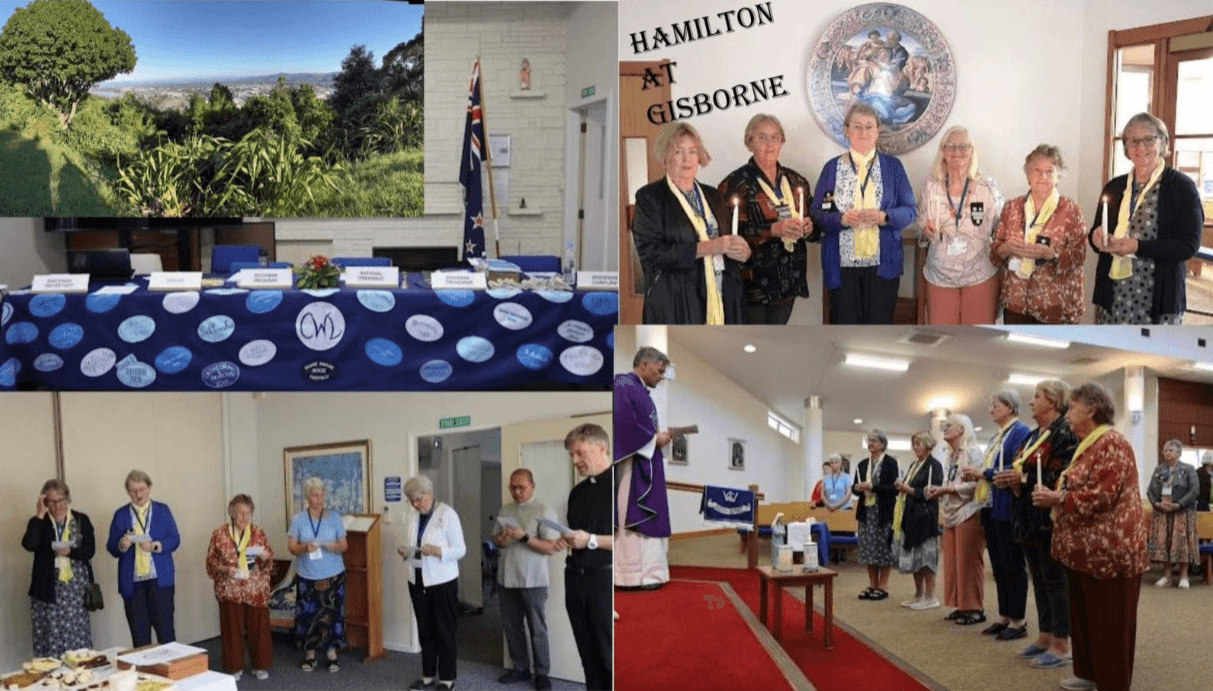 Hamilton diocesan conference at Gisborne — the officers’ table, and members holding candles during the liturgy