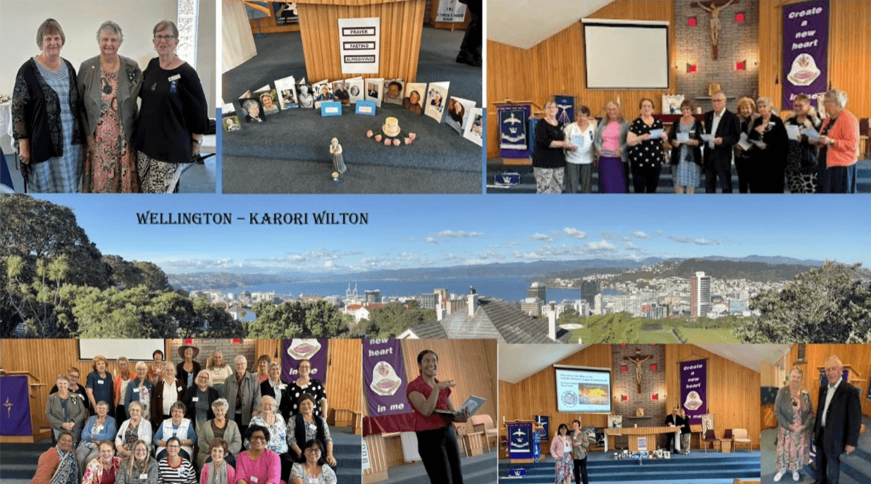 Wellington diocesan conference at Karori Wilton — the conference group photo, guest speaker, and a view over Wellington harbour